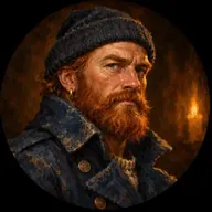 A red-bearded sailor in a knit cap