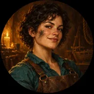 A smiling blacksmith in a leather apron