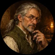 A grey-haired scholar in spectacles