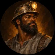 A miner with a lamp on his helmet