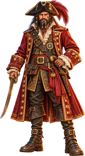 The Pirate King, with a cutlass