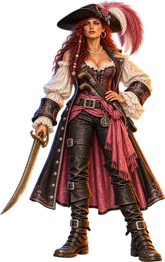 The Pirate Queen, with a cutlass