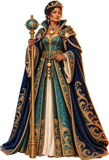 The Island Queen, with her sceptre